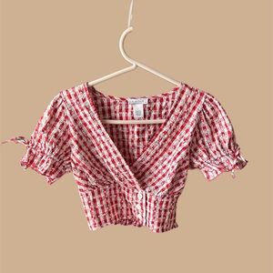 Women’s KIRIOUS Red and White Gingham top || Size XS